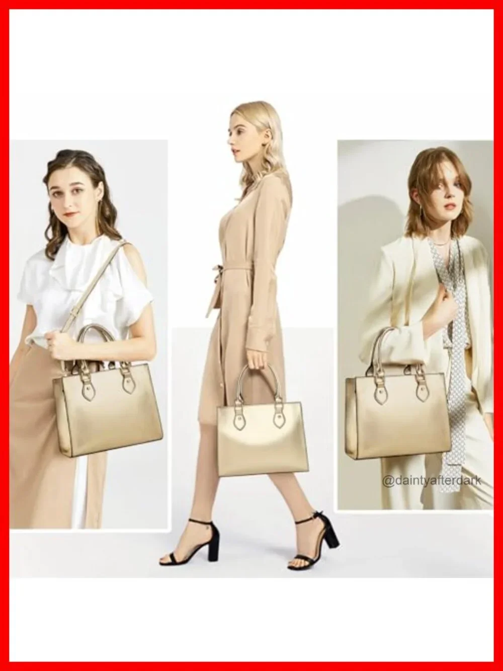 Women's PU Leather Crossbody Satchel Tote Handbag - Multi-Pocket